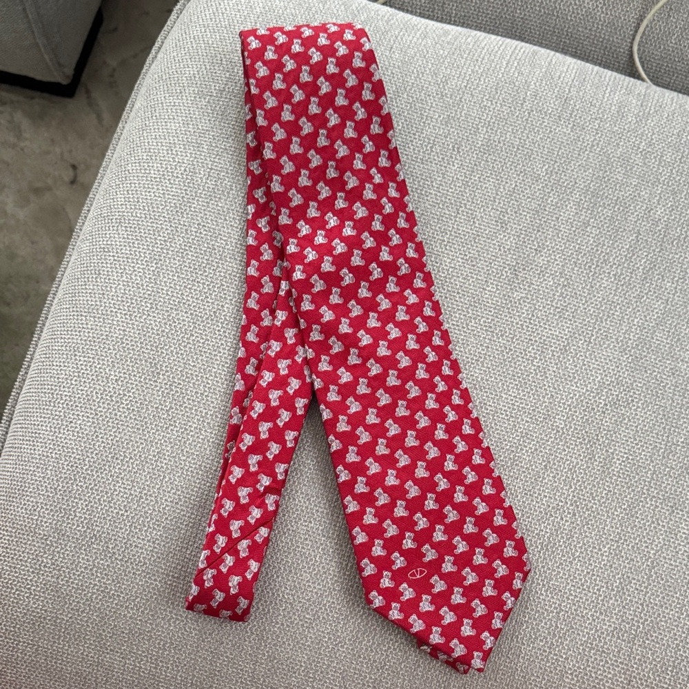 Red Patterned Men's Tie - Picture 2 of 4